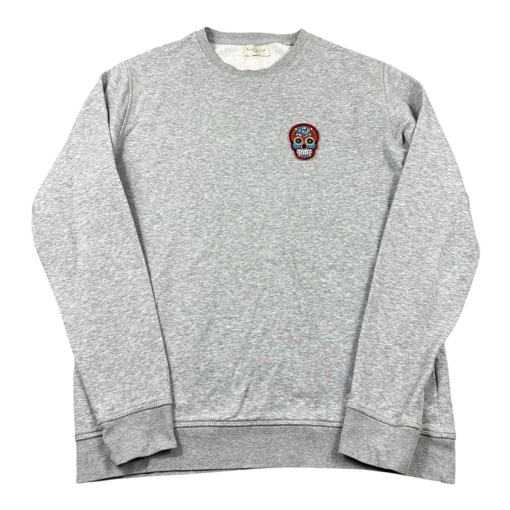 SUSPICIOUS Antwerp Skull Patch Sweatshirt‎ Crewneck Gray Men's Medium